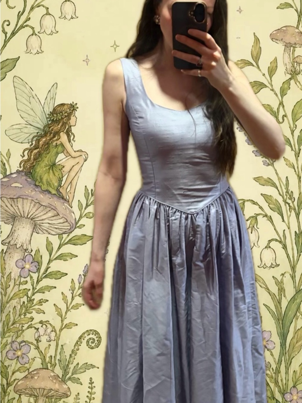 Vintage Laura Ashley Silver Lilac Silk Midi Dress RARE. - Picture 8 of 11
